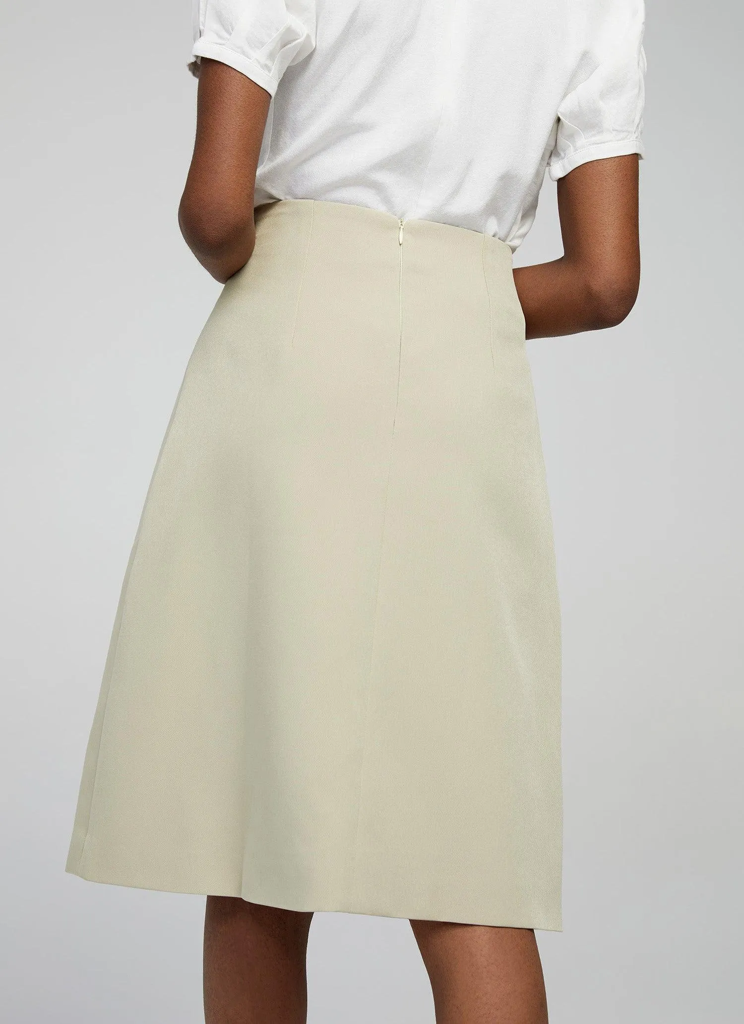 Adanna A-line Olive Midi Skirt
