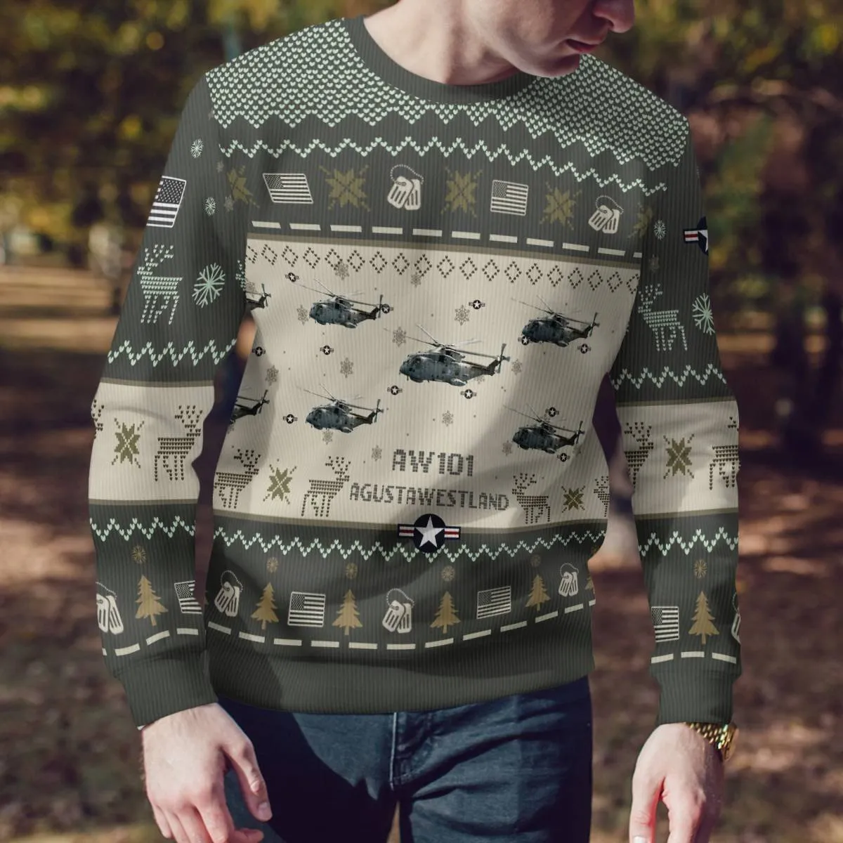 AgustaWestland AW101_Aircraft Ugly Sweater, Ugly Sweater Christmas Shirt for Men Dad Veteran