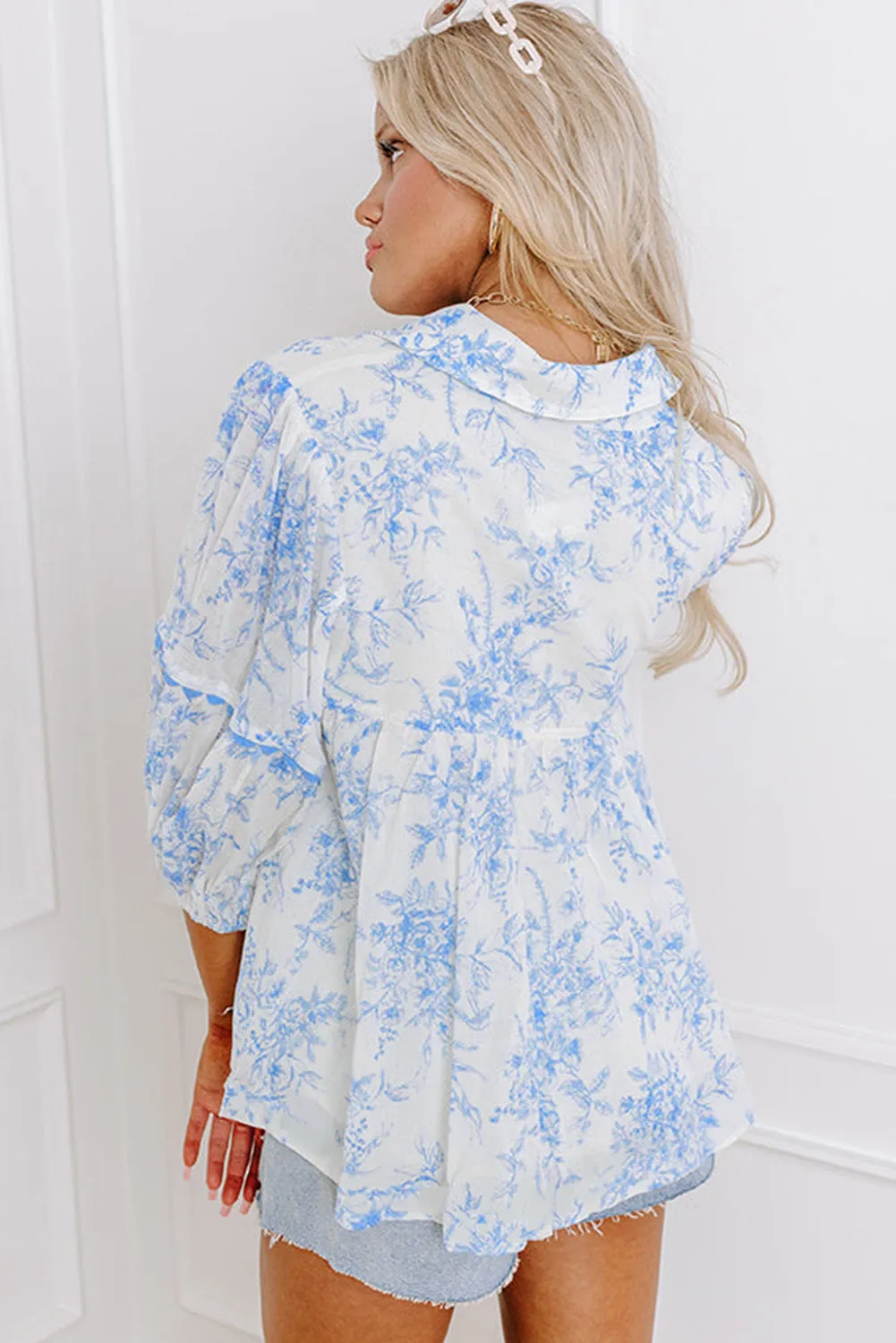 Amanda Blue Floral Top