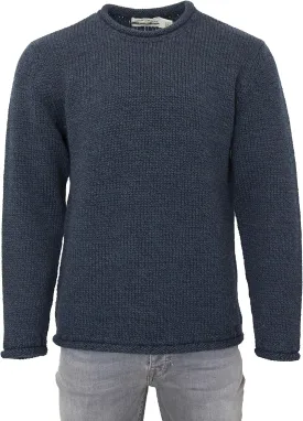 Aran Crafts Mens Plain Curl Neck Long Sleeve Sweater (100% Wool)