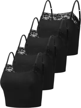 Bencailor 4 Pcs Womens Lace Cami Bralettes Spaghetti Strap Crop Tops Bandeau