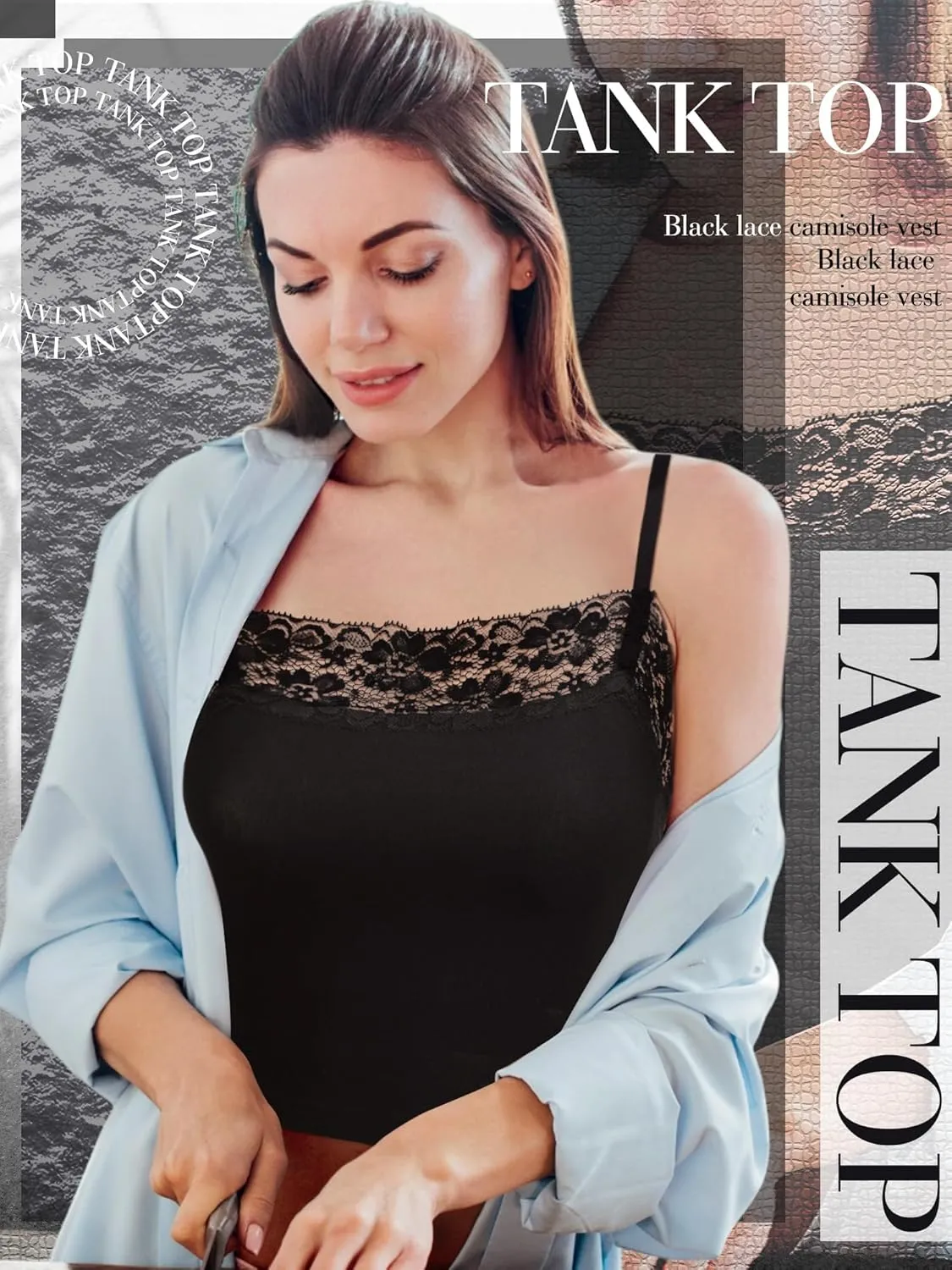 Bencailor 4 Pcs Womens Lace Cami Bralettes Spaghetti Strap Crop Tops Bandeau