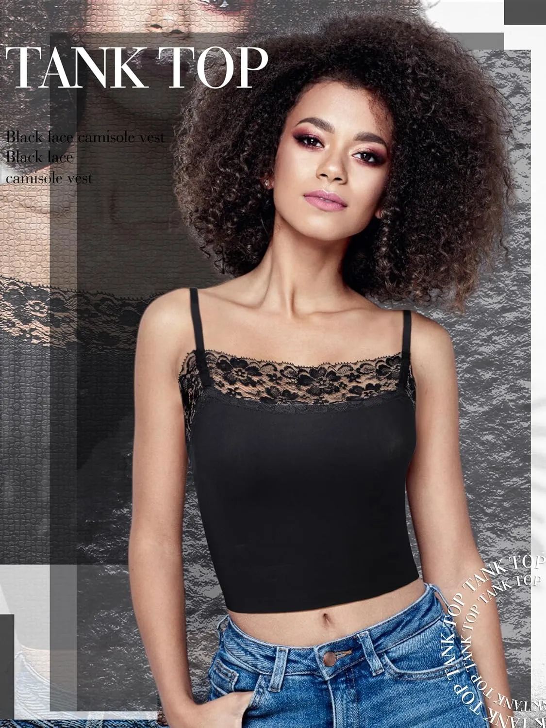 Bencailor 4 Pcs Womens Lace Cami Bralettes Spaghetti Strap Crop Tops Bandeau
