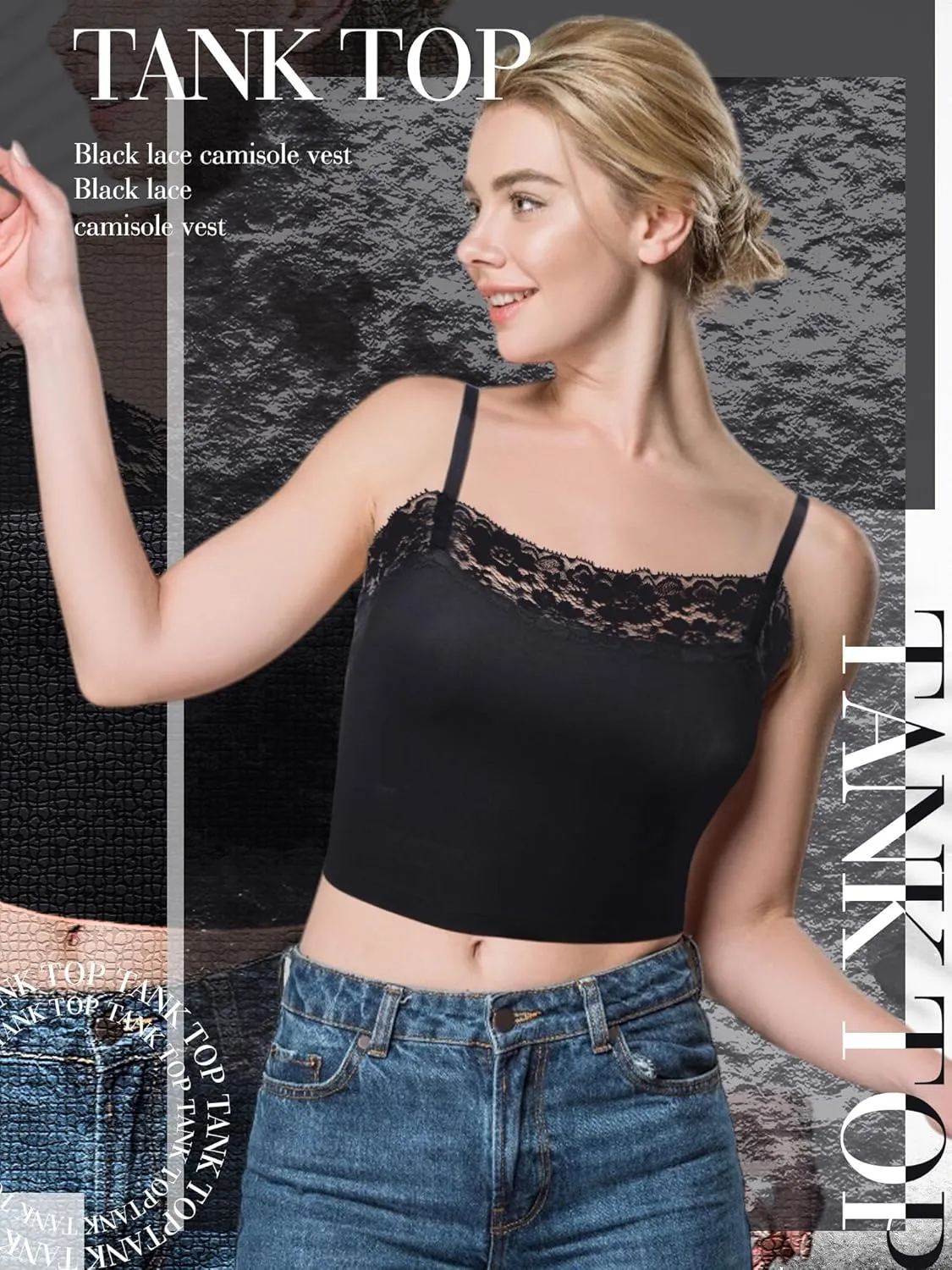 Bencailor 4 Pcs Womens Lace Cami Bralettes Spaghetti Strap Crop Tops Bandeau