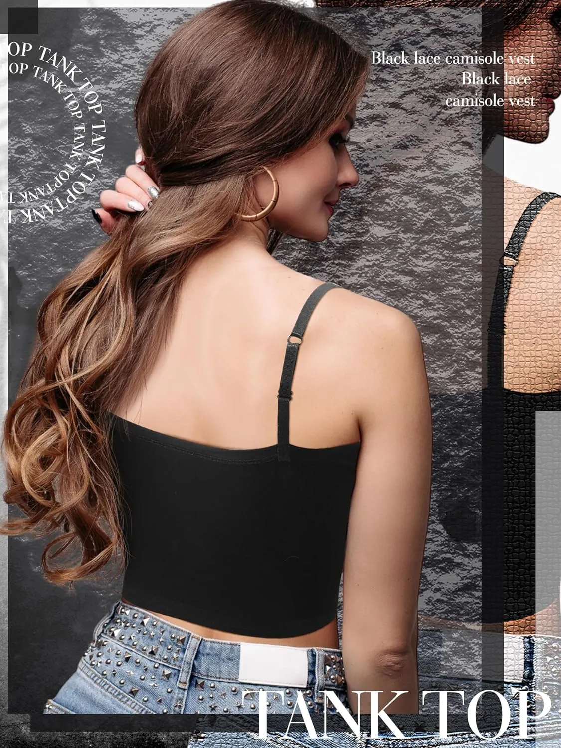 Bencailor 4 Pcs Womens Lace Cami Bralettes Spaghetti Strap Crop Tops Bandeau