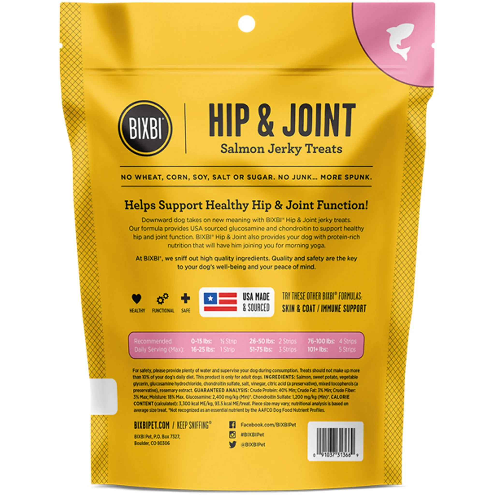 Bixbi Hip & Joint Jerky Salmon Dog Treats