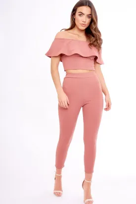 Blush Bardot Frill Co-ord - Kammie