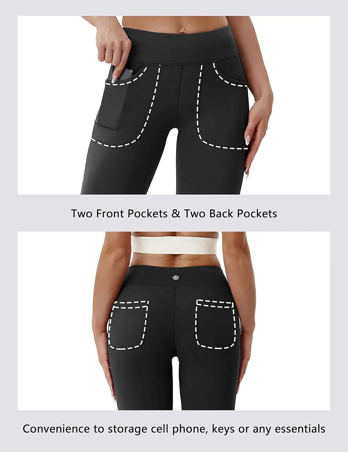 BUBBLELIME 29"/31"/33"/35"/37" Women Bootleg/Wide Legs High Waist Yoga Pants Tummy Control Bootcut Workout Flared Out Pockets