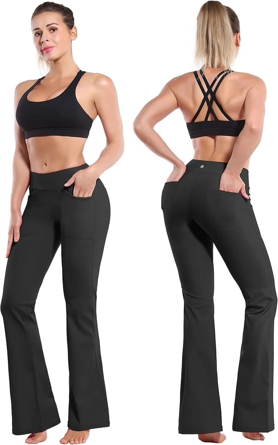 BUBBLELIME 29"/31"/33"/35"/37" Women Bootleg/Wide Legs High Waist Yoga Pants Tummy Control Bootcut Workout Flared Out Pockets