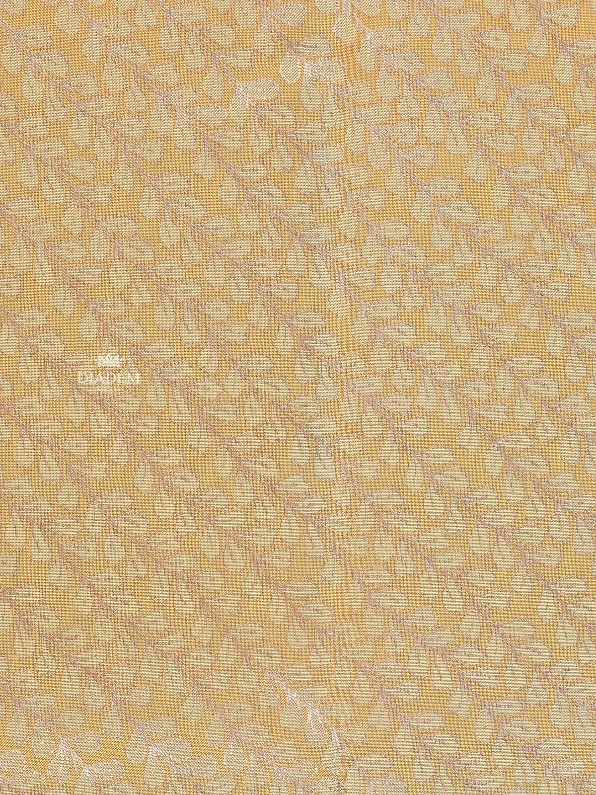 Cream Art Silk Saree with Leaf and Vines Design on the Body with Contrast Border