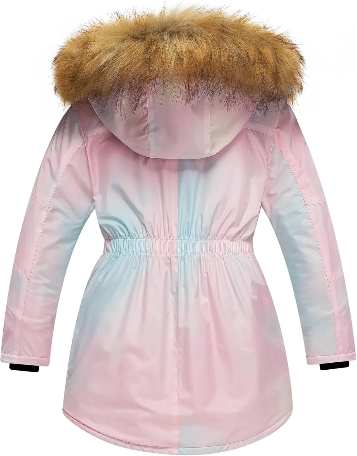 CREATMO US Girl's Long Winter Warm Parka Sherpa Trimmed Collar Puffer Ski Jacket Coat
