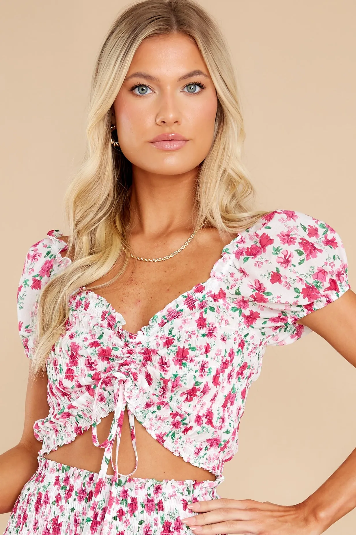 Dainty Blooms White Multi Floral Print Top