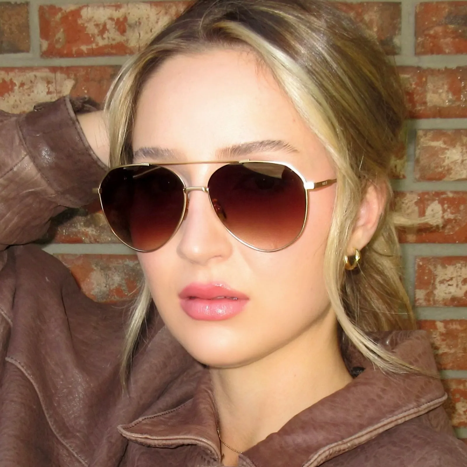 DASH - BRUSHED GOLD   COFFEE GRADIENT SUNGLASSES