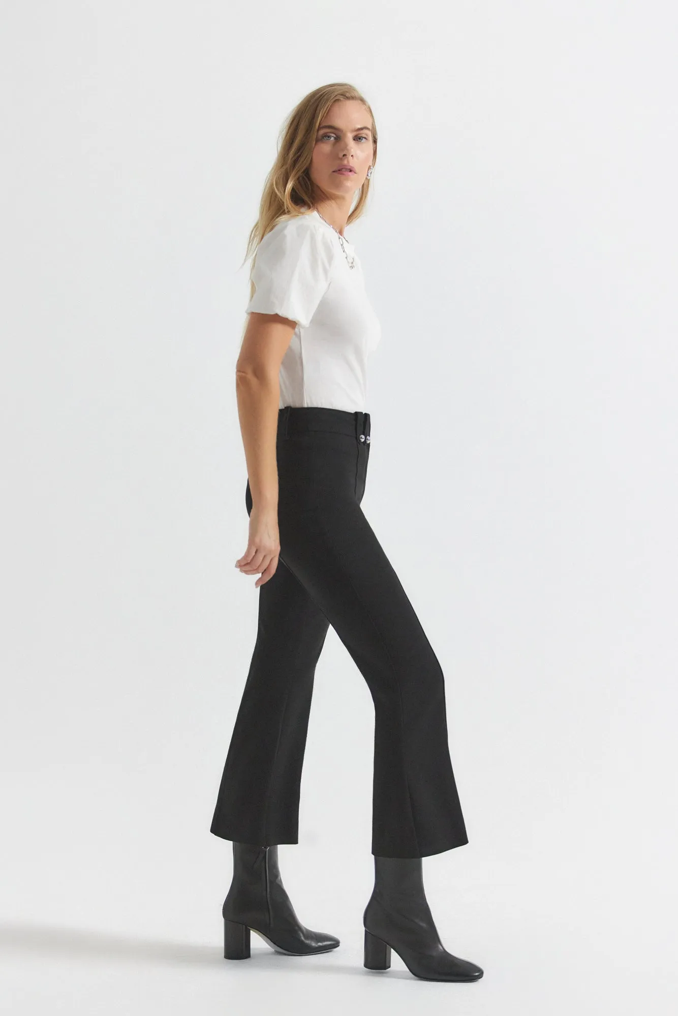 Dawson Crop Flare Trouser - Black