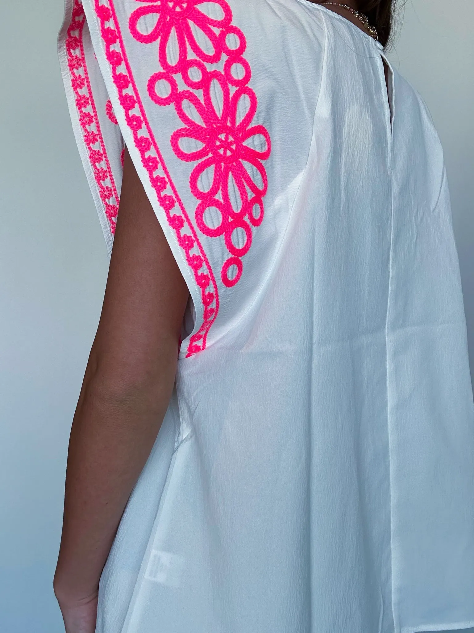 Embroidered Ruffle Sleeve Blouse