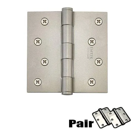 Emtek 91014 Steel Plain Bearing Hinge, 4" x 4", with Square Corners - Sold in Pairs