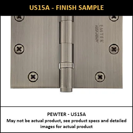Emtek 91014 Steel Plain Bearing Hinge, 4" x 4", with Square Corners - Sold in Pairs