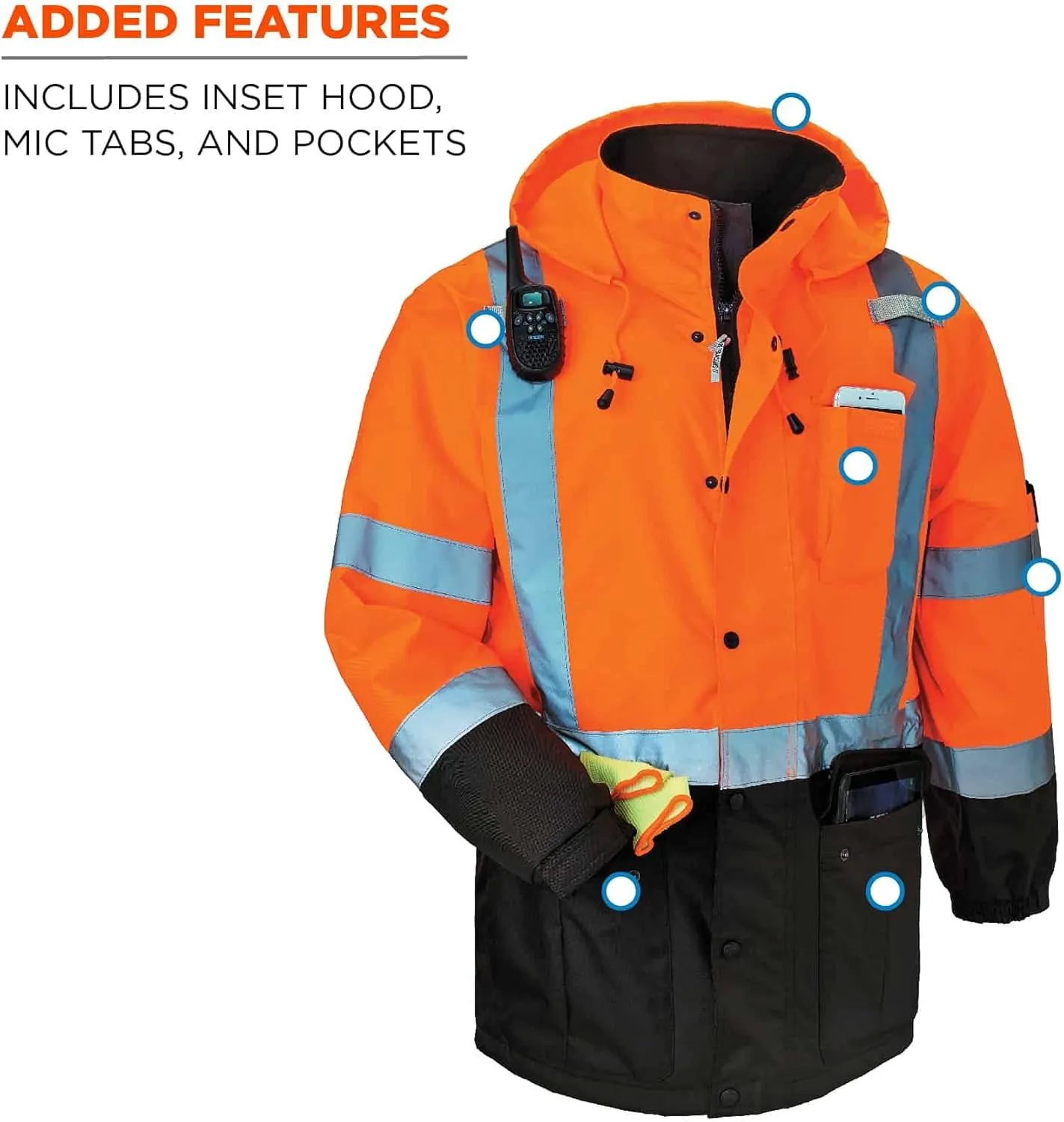 Ergodyne Unisex Adult Reflective, Type R, Class 3 Winter Jacket, Orange, Medium US