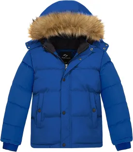 FARVALUE Boys Water Resistant Winter Coat Warm Quilted Puffer Jacket Hooded Parka Thicken Down Jacket for Boys