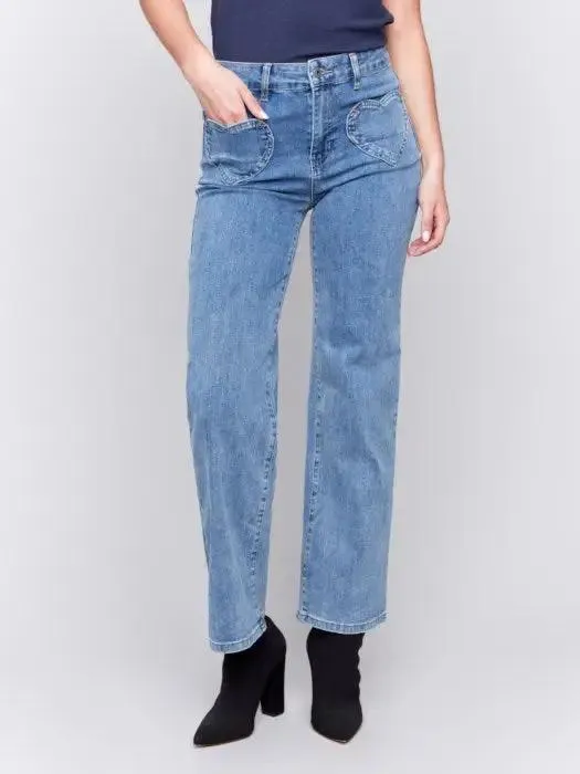 Flare Leg Pant With Heart Shape Pocket