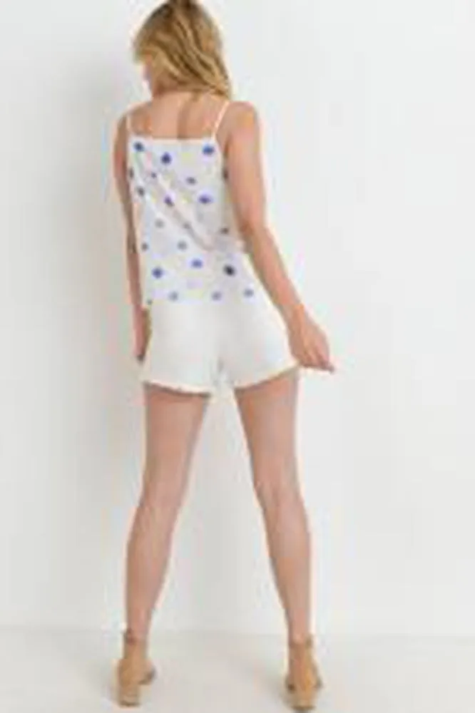 Front Tie Button Down Spaghetti Strap Blouse