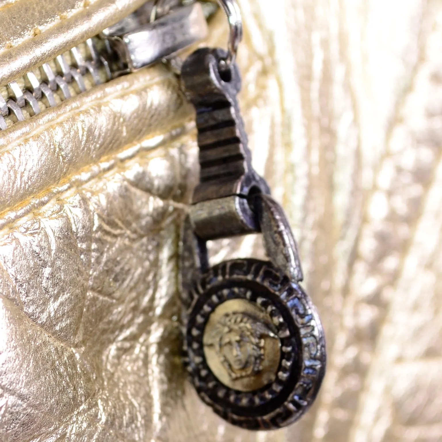F/W 1994/95 Gianni Versace Embossed Gold Leather Moto Jacket