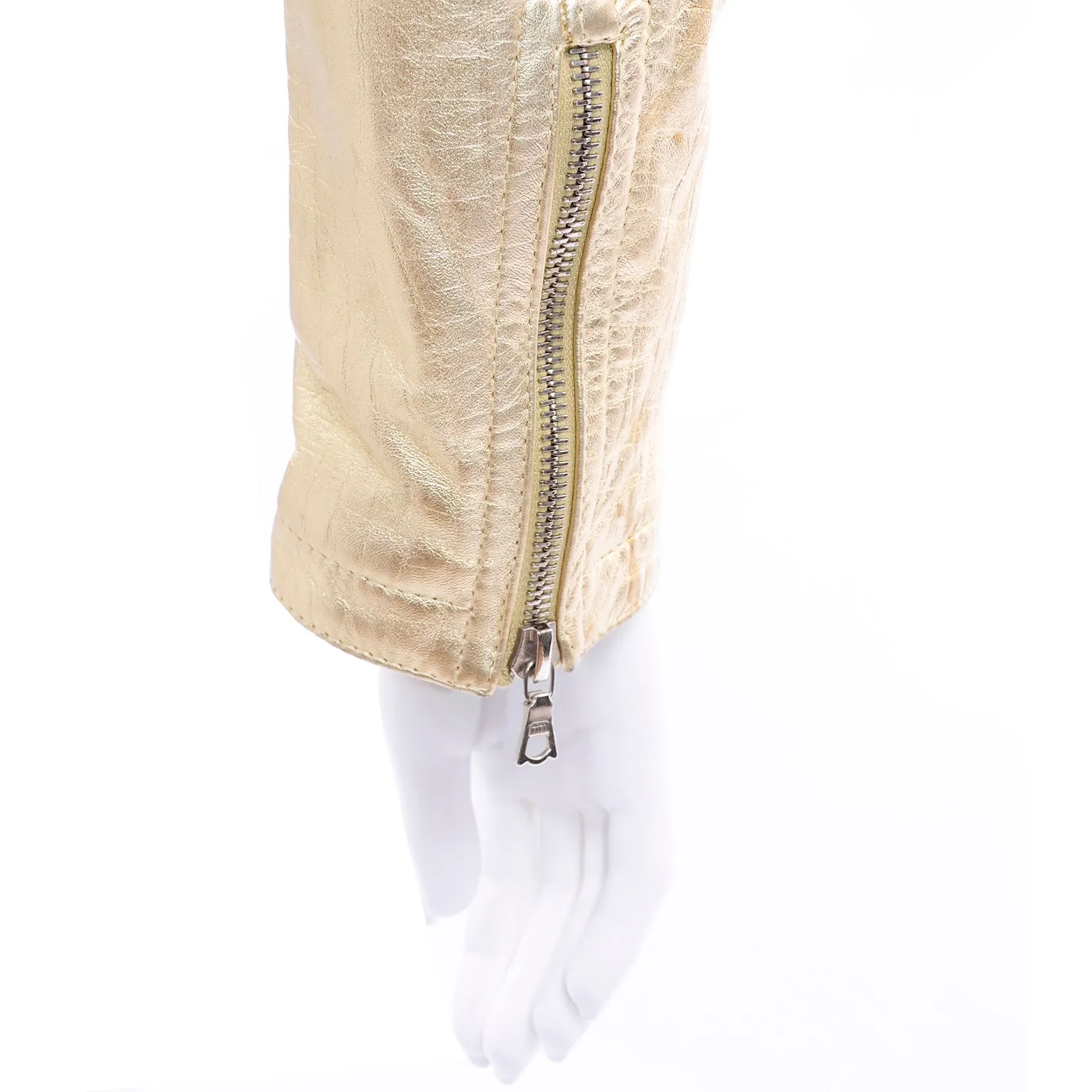 F/W 1994/95 Gianni Versace Embossed Gold Leather Moto Jacket