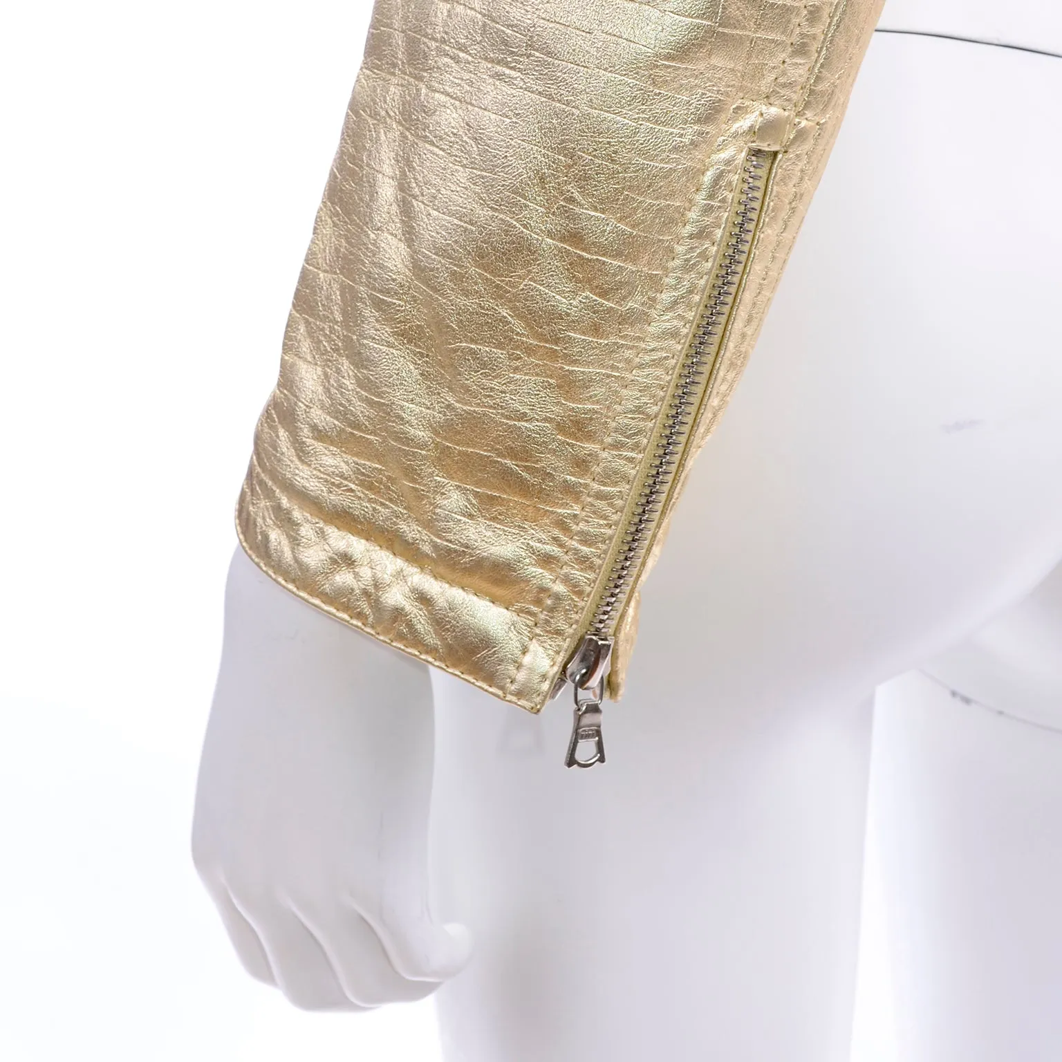 F/W 1994/95 Gianni Versace Embossed Gold Leather Moto Jacket