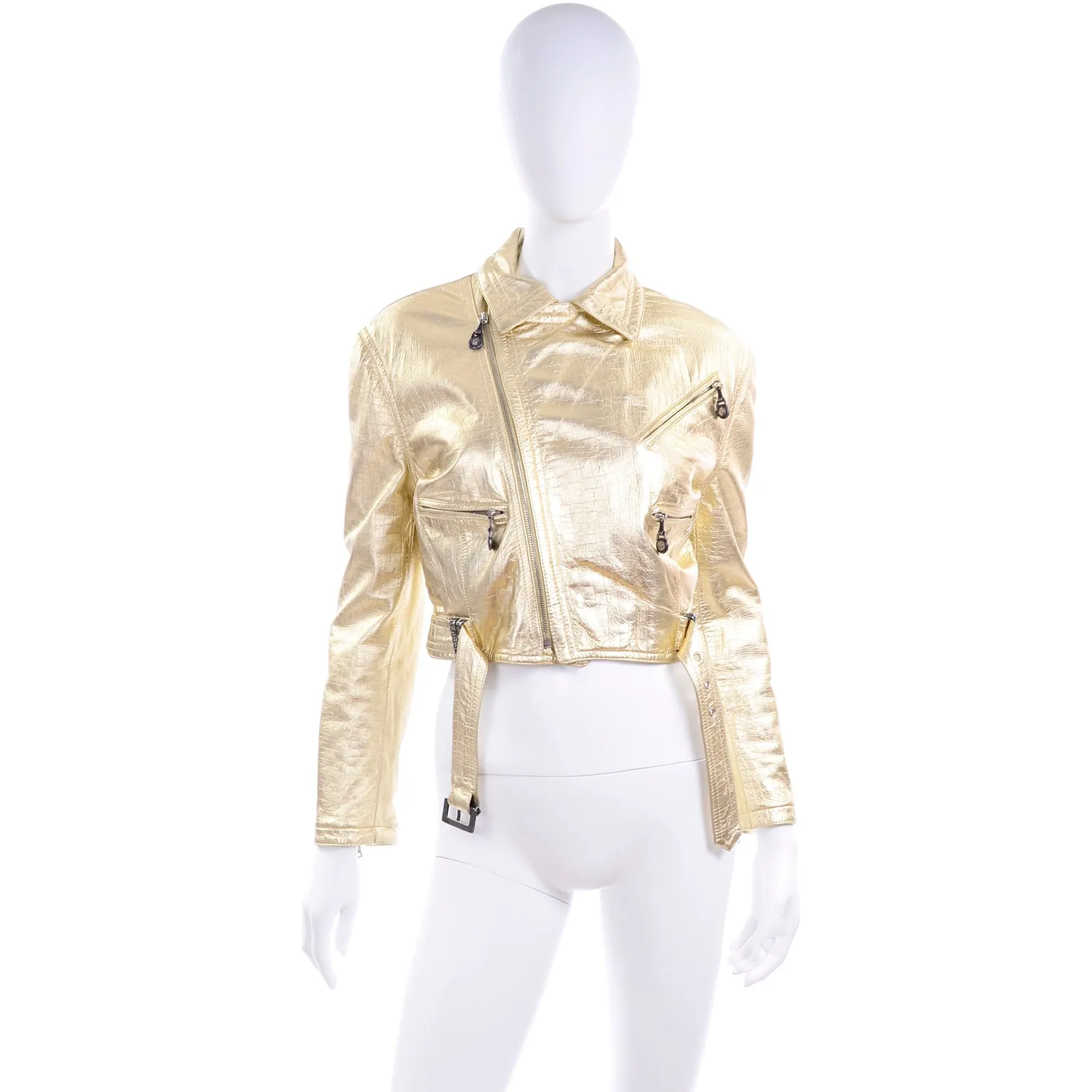F/W 1994/95 Gianni Versace Embossed Gold Leather Moto Jacket