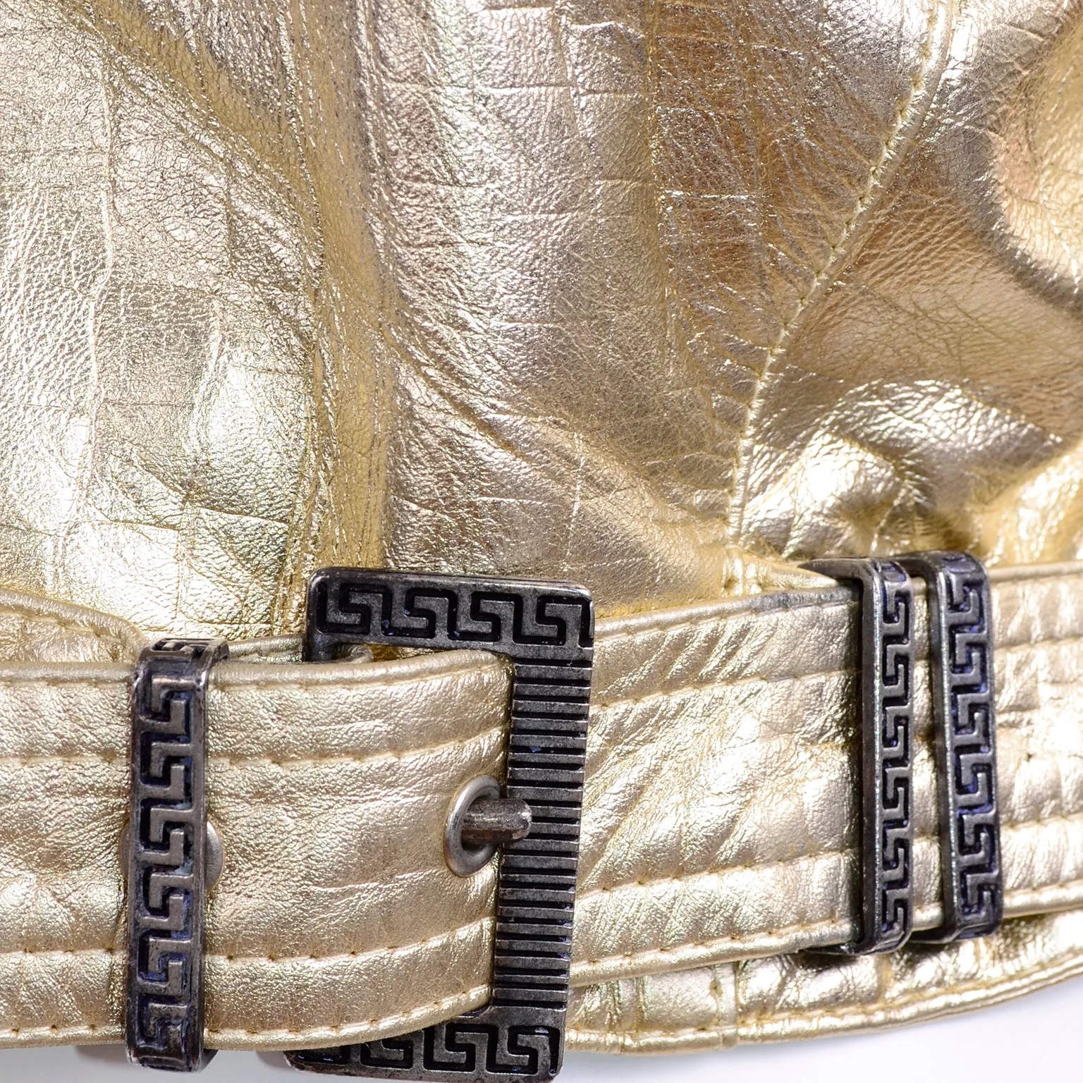 F/W 1994/95 Gianni Versace Embossed Gold Leather Moto Jacket