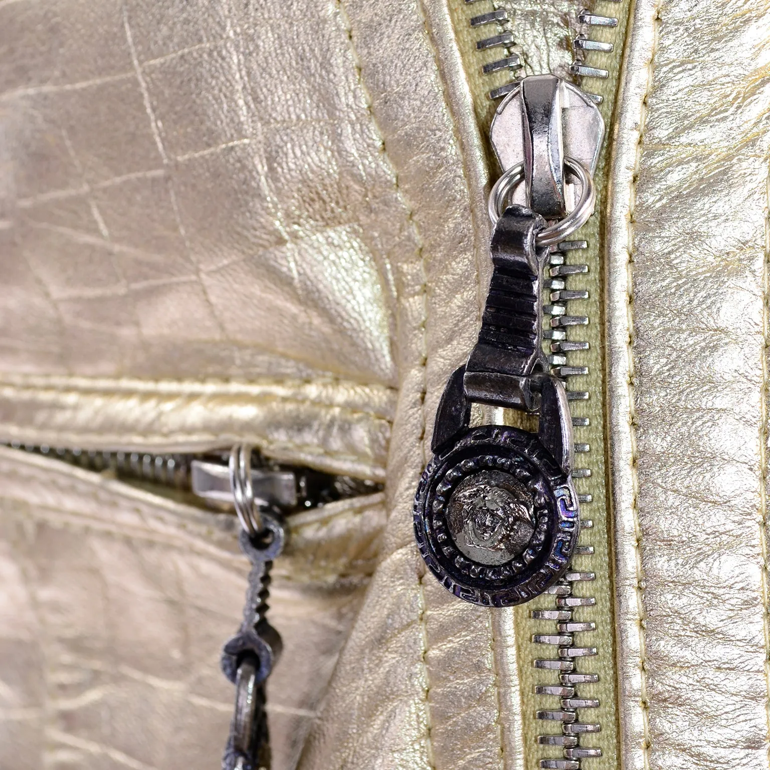 F/W 1994/95 Gianni Versace Embossed Gold Leather Moto Jacket