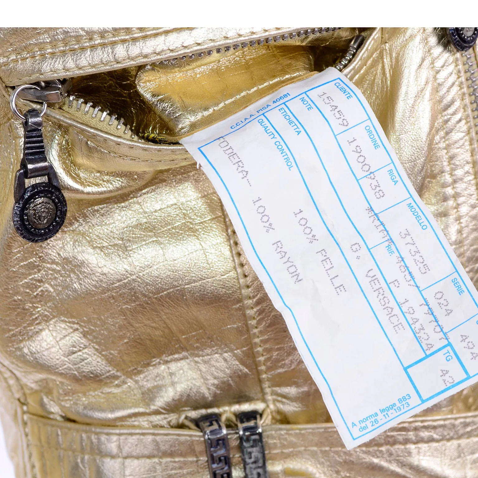 F/W 1994/95 Gianni Versace Embossed Gold Leather Moto Jacket