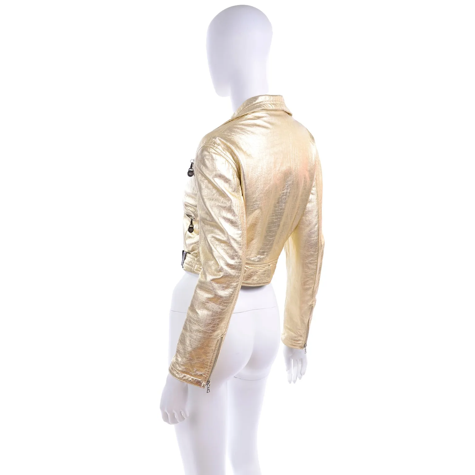 F/W 1994/95 Gianni Versace Embossed Gold Leather Moto Jacket