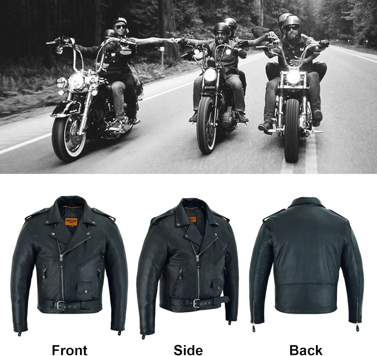 GARGOYLE BELLS Mens Genuine Leather Jacket Motorcycle Racer Jackets Zip-Up Biker Coat for Men with Multiple Pocket