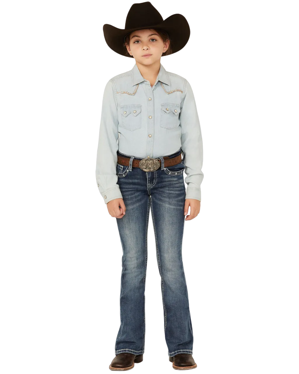 Grace Kid's In LA Girl's Medium Wash Horseshoe Pocket Bootcut Jeans