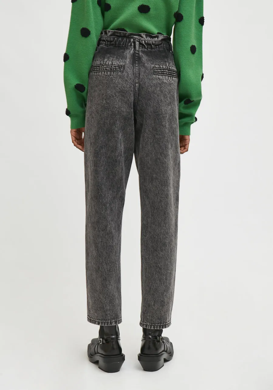 Grey High Waisted Jeans With Elasticated Waist