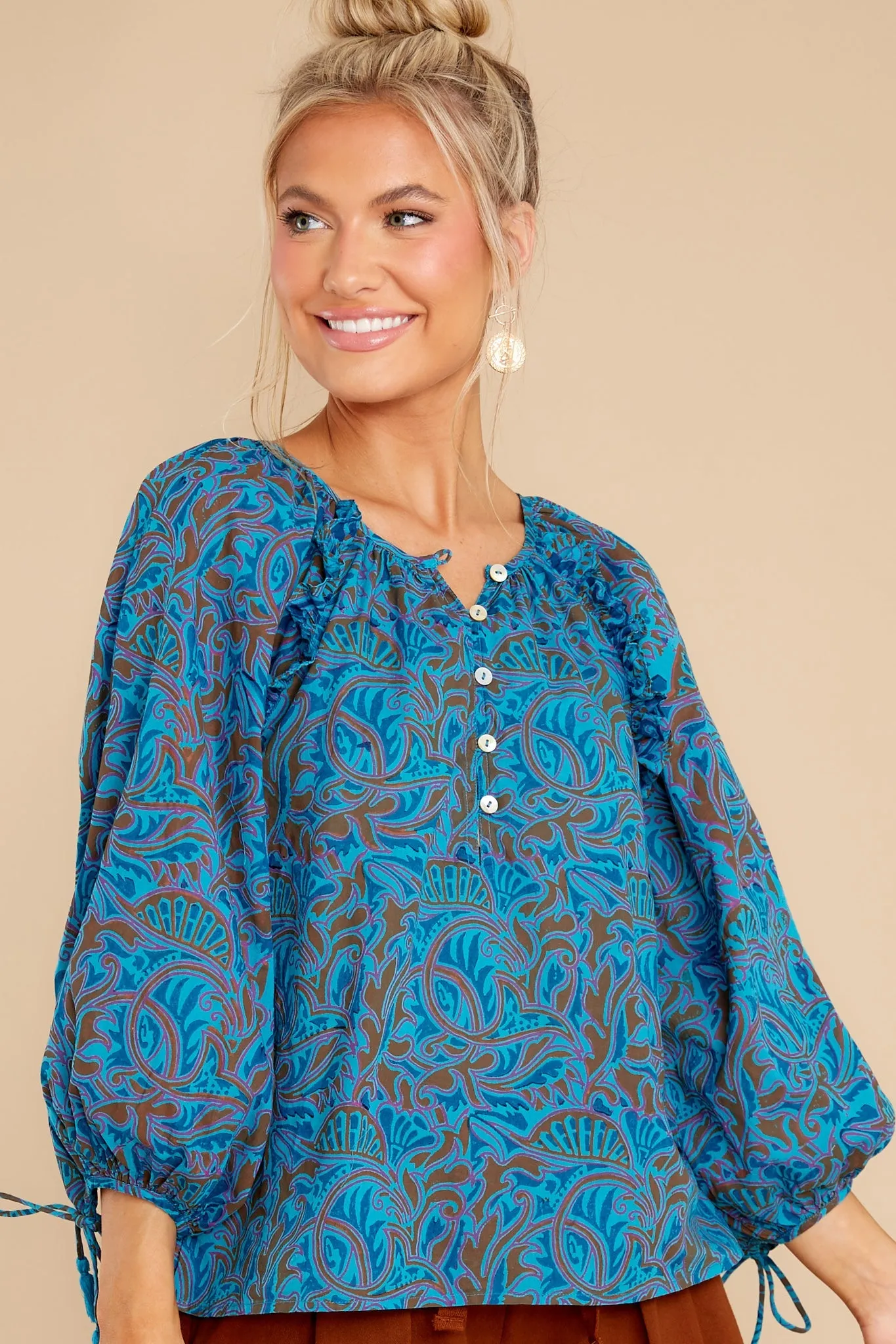 Jayda Zuri Block Print Blouse