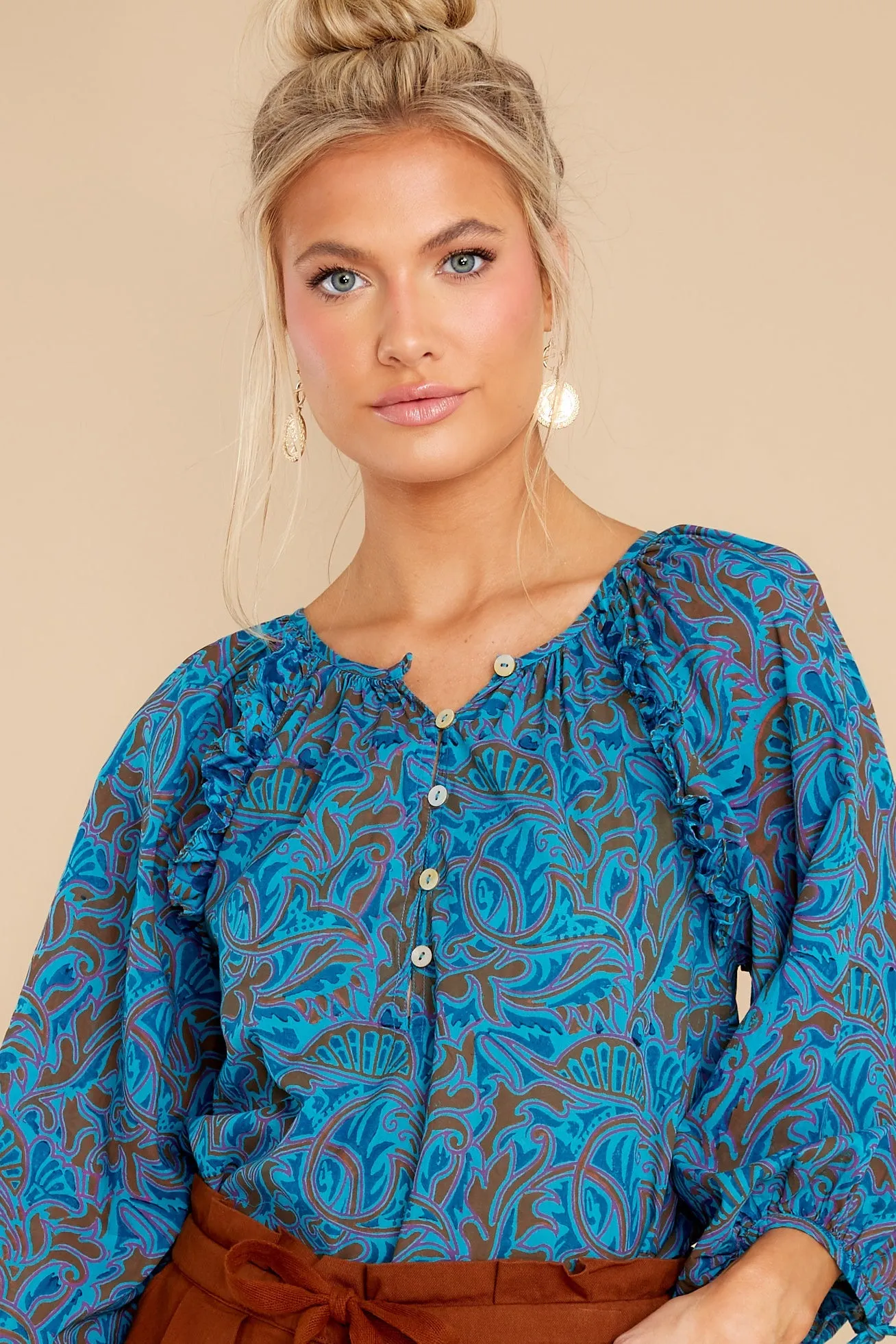 Jayda Zuri Block Print Blouse