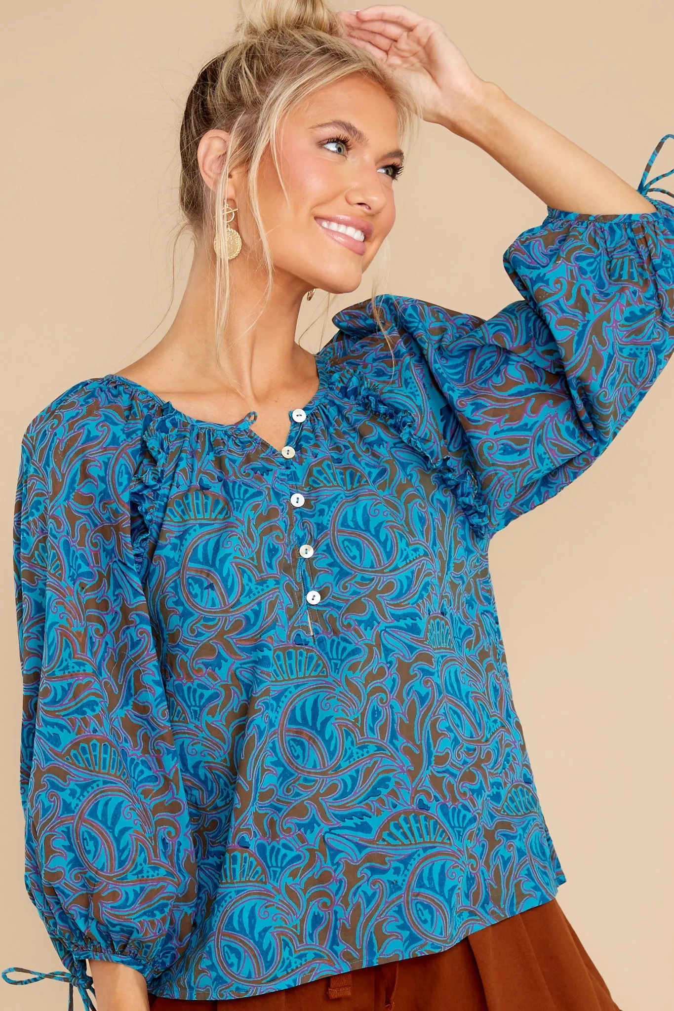 Jayda Zuri Block Print Blouse