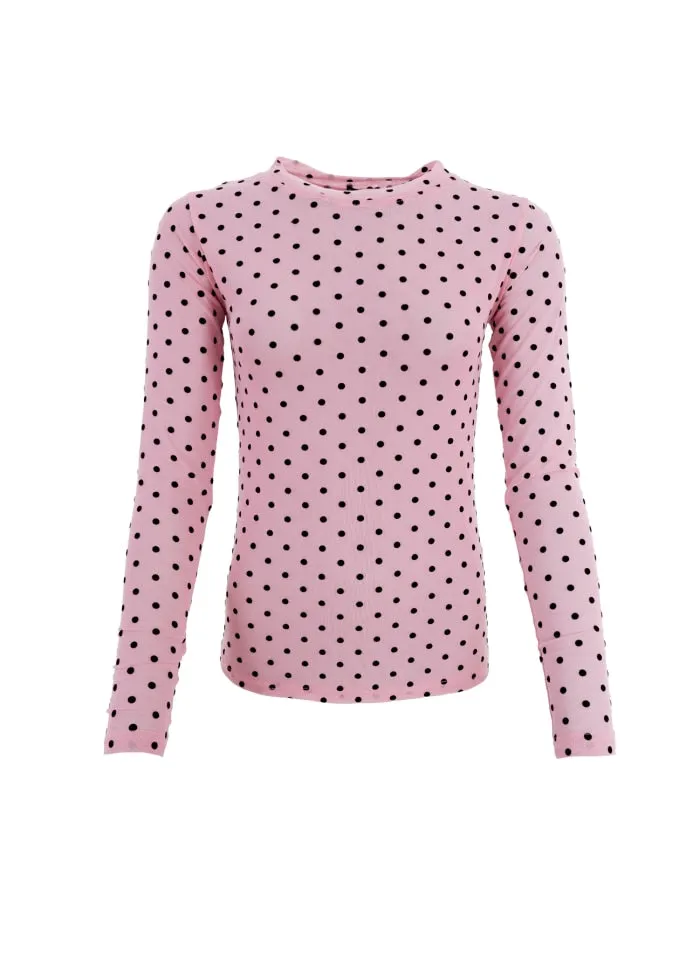 Jennie Mesh top with Flock Dots