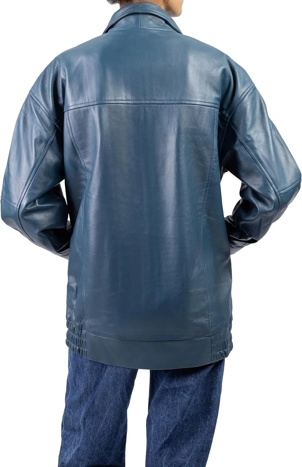 Jild Oversized Leather Jacket Women - Lambskin Leather Fall Jacket for Womens Fashion Plus Size Outfits