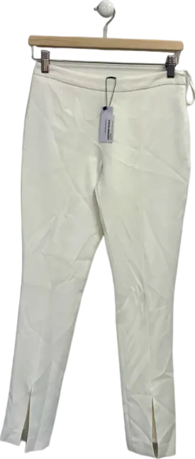 Karen Millen Ivory Compact Stretch Viscose Tailored High Waisted Split Front Trousers UK 6