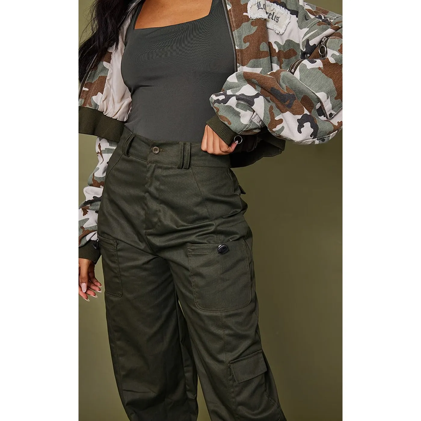Khaki Cargo Pocket Trousers