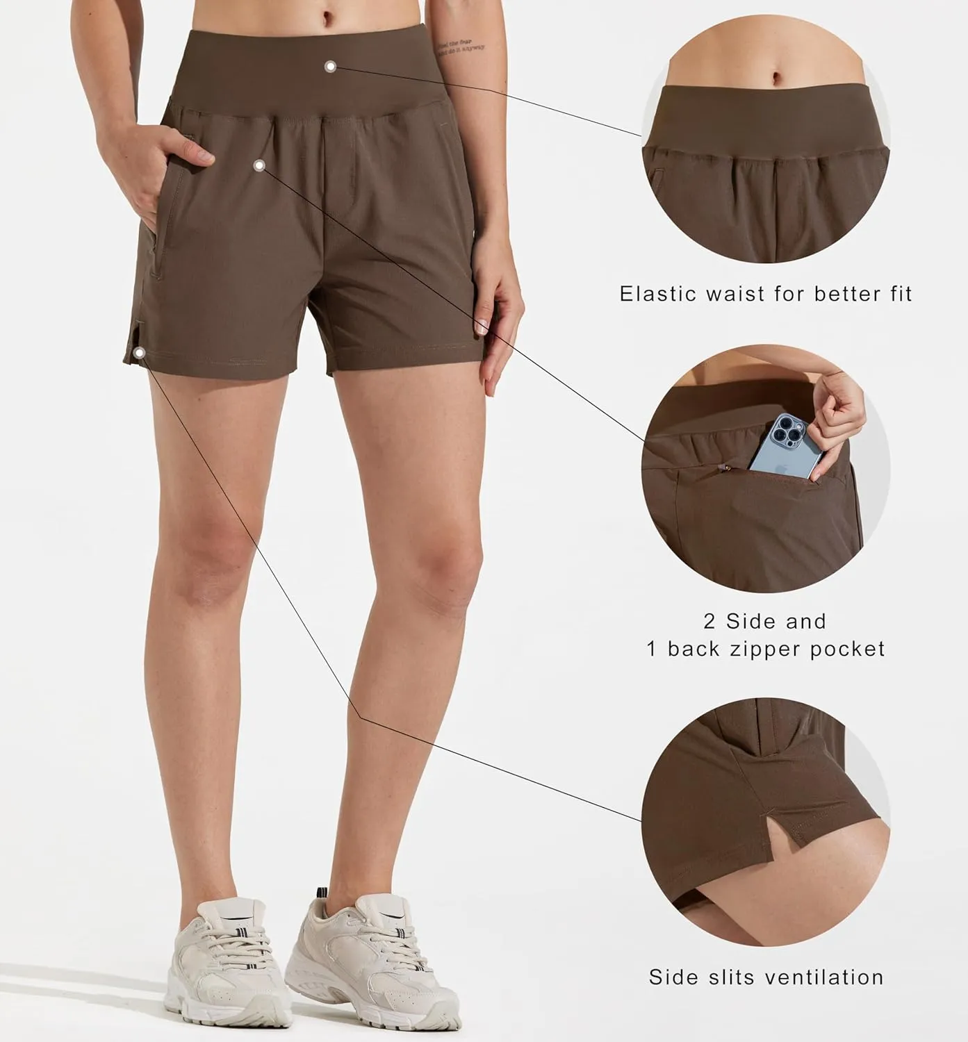 Libin Women's 4" 7" High Waist Athletic Shorts Quick Dry Lightweight Workout Shorts Casual Golf Shorts with Zipper Pockets