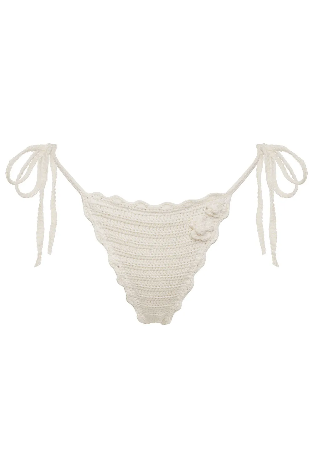Mackenzie String Crochet Bikini Bottom - White