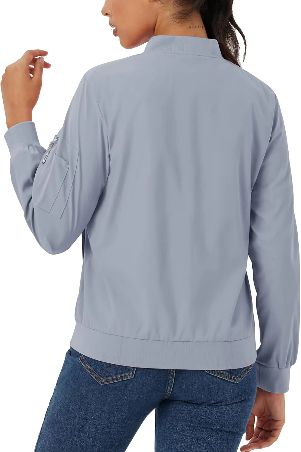 MAGCOMSEN Women's Jacket Lightweight Bomber Jackets 5 Pockets Windbreaker Zip-up Casual Moto Outwear