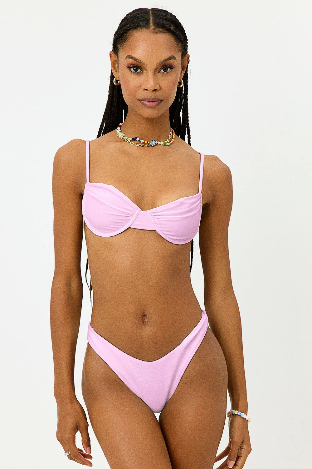Maggie Shine Underwire Bikini Top - Azalea Pink