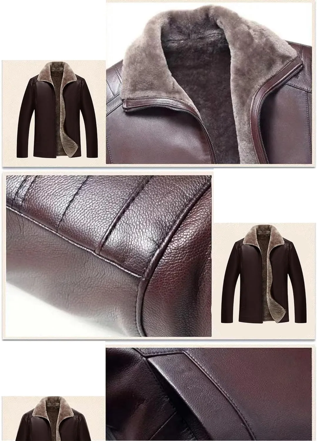Maiyifu-GJ Mens Faux Leather Jacket Warm Fleece Lined Leather Jackets Fashion Vintage Motorcycle Coat Winter Outerwear