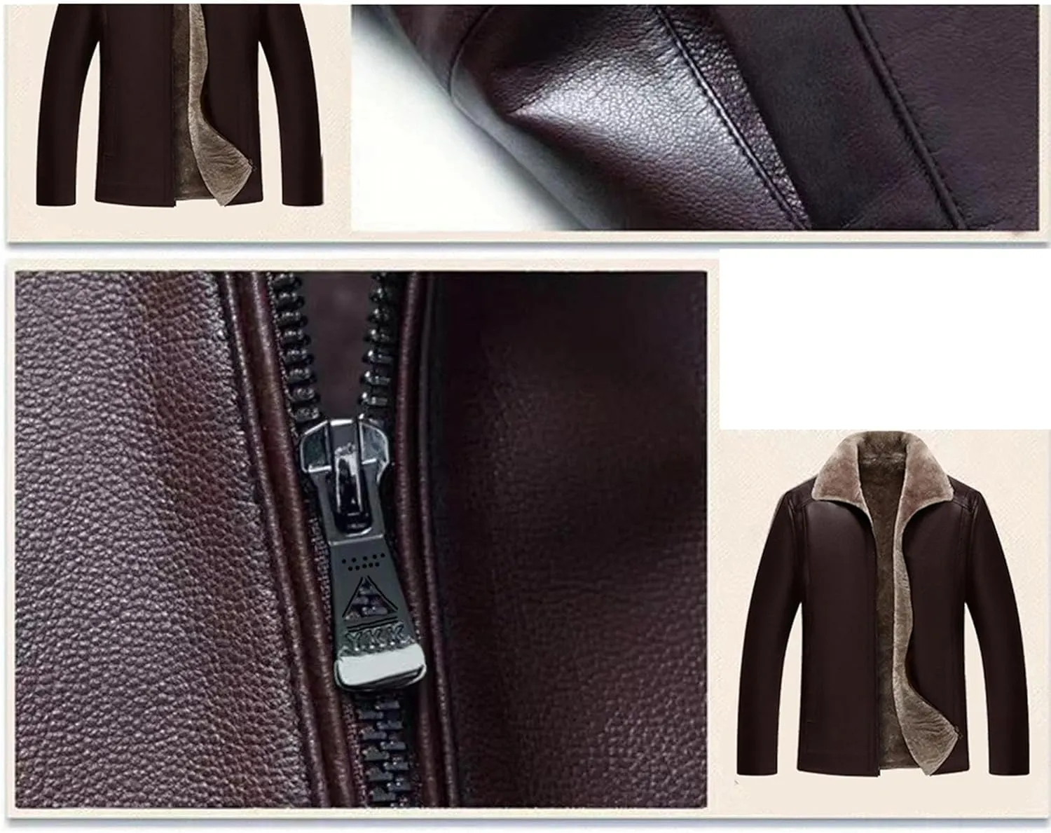 Maiyifu-GJ Mens Faux Leather Jacket Warm Fleece Lined Leather Jackets Fashion Vintage Motorcycle Coat Winter Outerwear