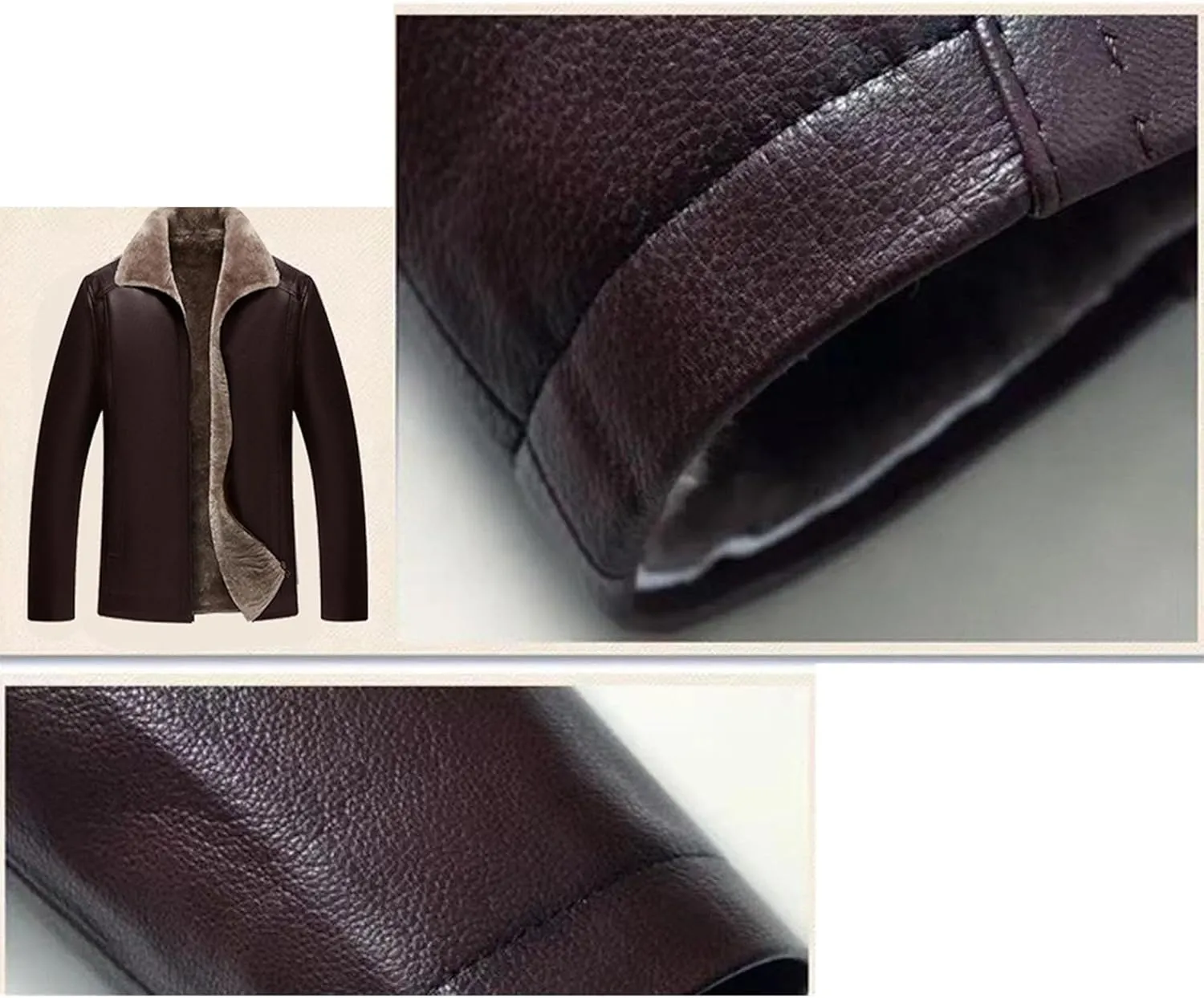 Maiyifu-GJ Mens Faux Leather Jacket Warm Fleece Lined Leather Jackets Fashion Vintage Motorcycle Coat Winter Outerwear